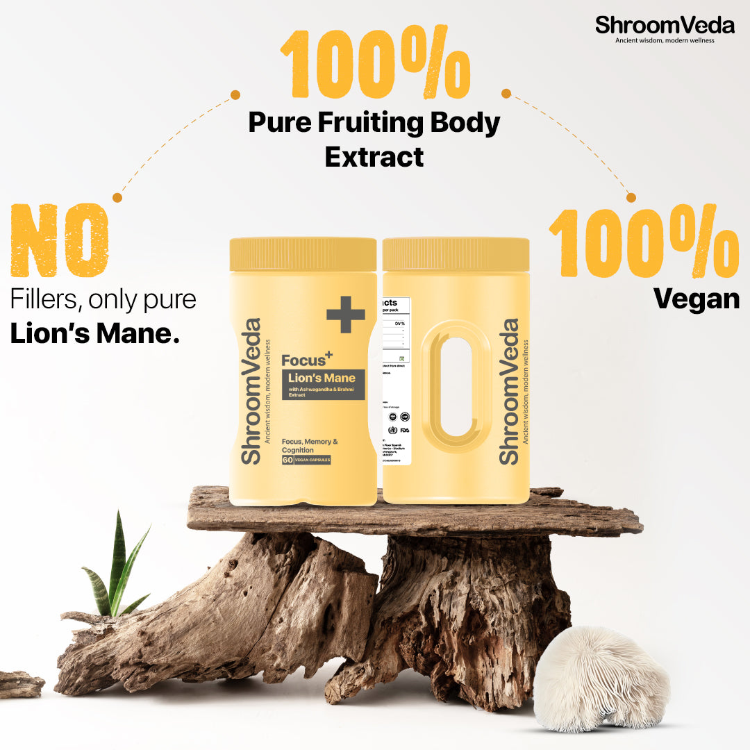 
                  
                    Focus⁺ Lions mane Extract With Ashwagandha & Brahmi Extract
                  
                